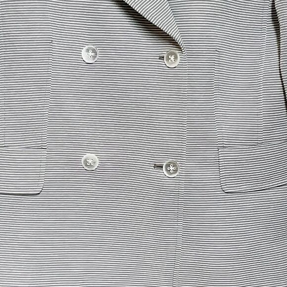 NWT Ellen Tracy Grey White Pinstripe Cotton Blend Jacket Blazer Womens 14 $448 - Picture 6 of 8